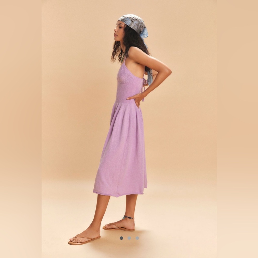 Free People Tula Sweater Midi Dress in Winsome Orchid Purple Combo size Large